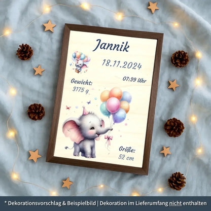 personalisierte Geburtstafel Holz - personalisiertes Weihnachtsgeschenk für Babys