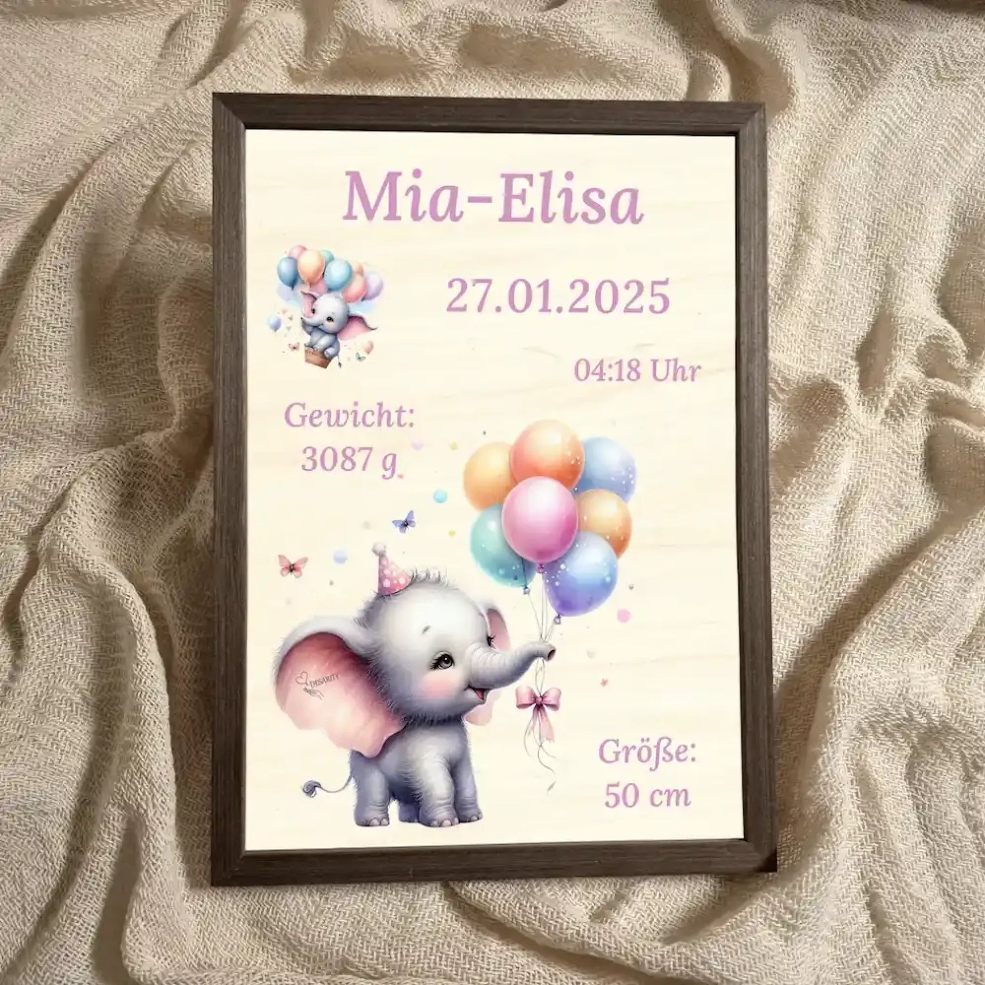 personalisierte Geburtstafel Holz