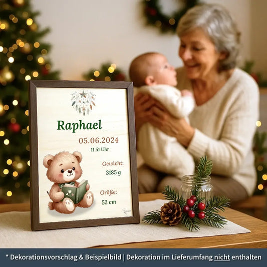 personalisierte Geburtstafel Holz - personalisiertes Weihnachtsgeschenk für Babys