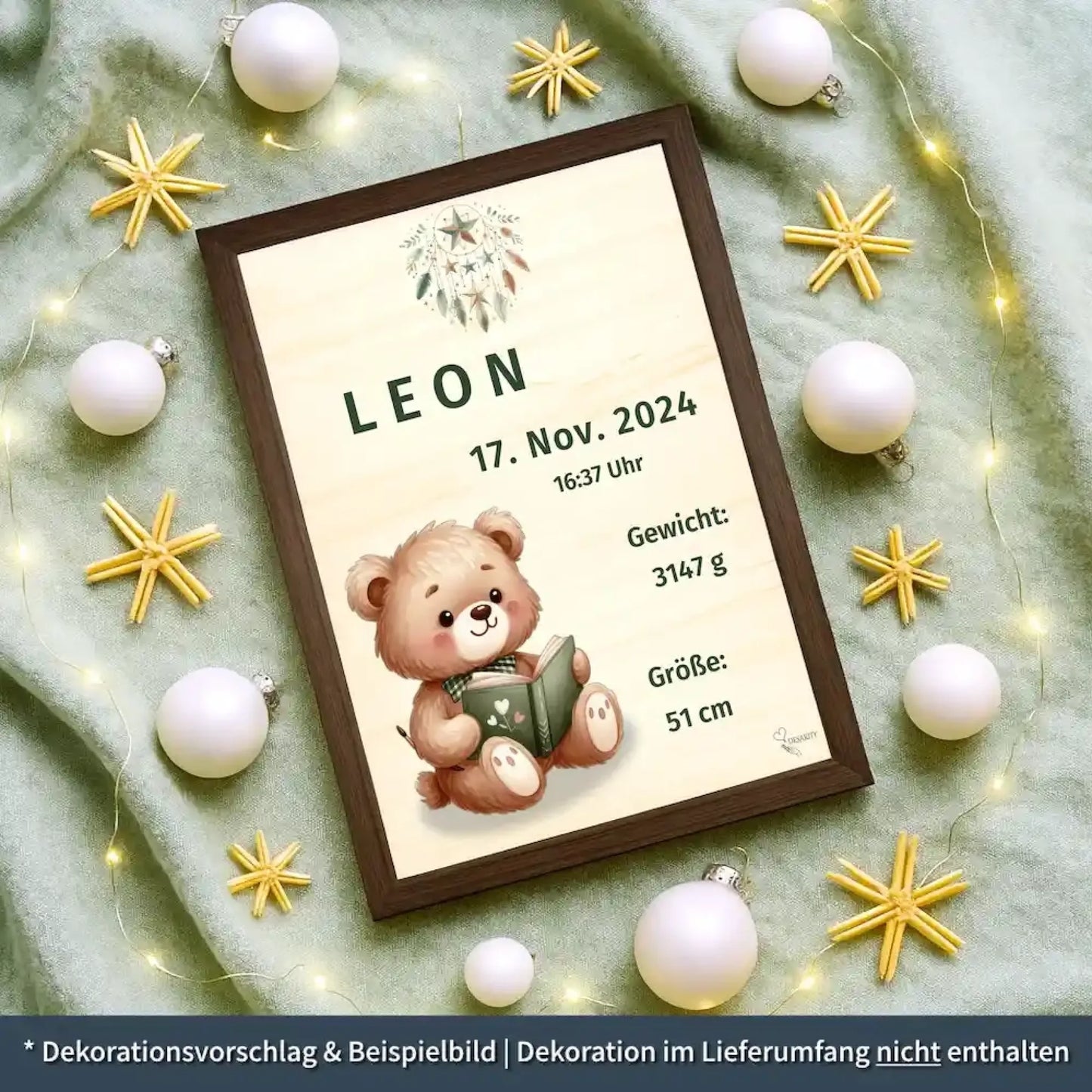 personalisierte Geburtstafel Holz - personalisiertes Weihnachtsgeschenk für Babys