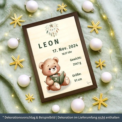 personalisierte Geburtstafel Holz - personalisiertes Weihnachtsgeschenk für Babys