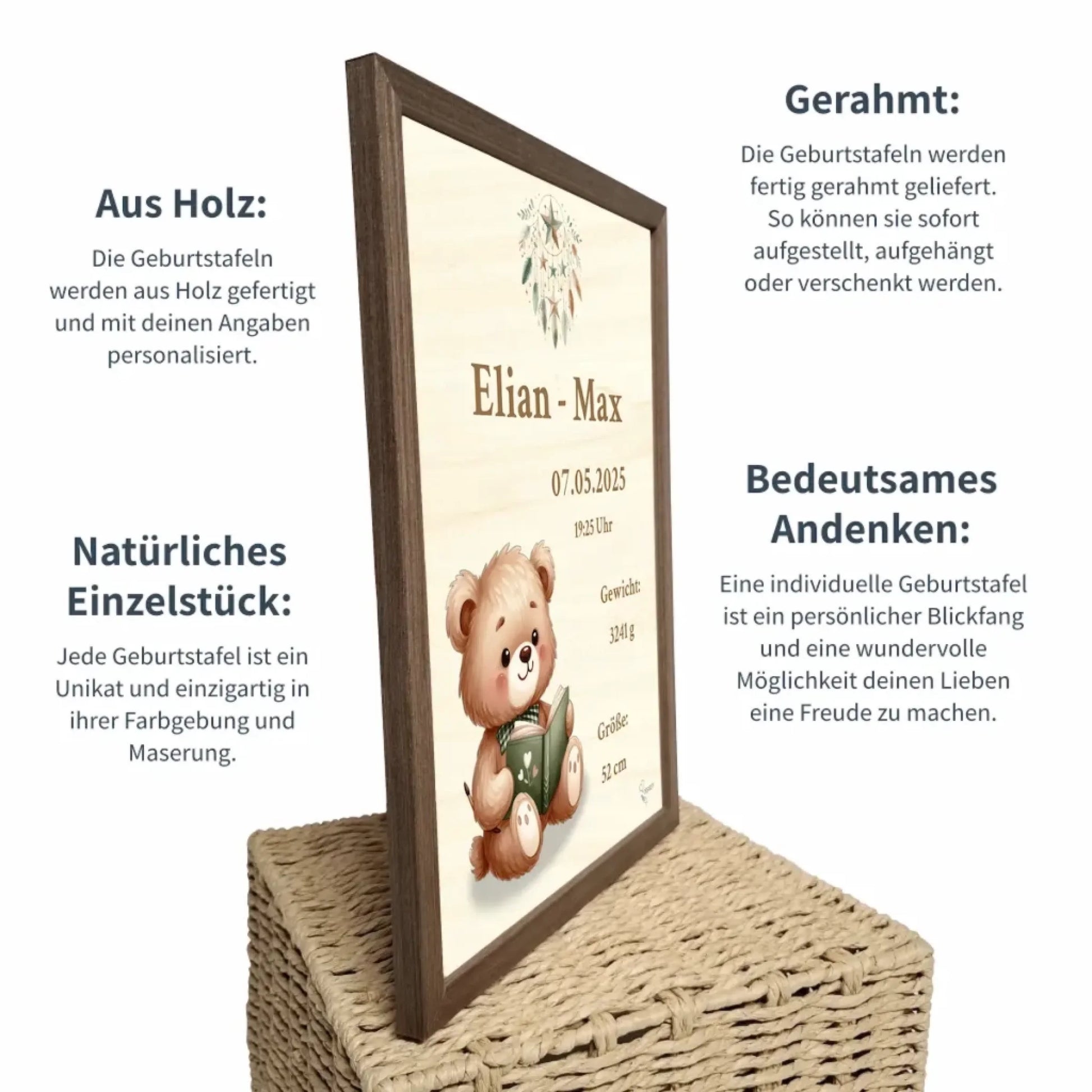personalisierte Geburtstafel Holz