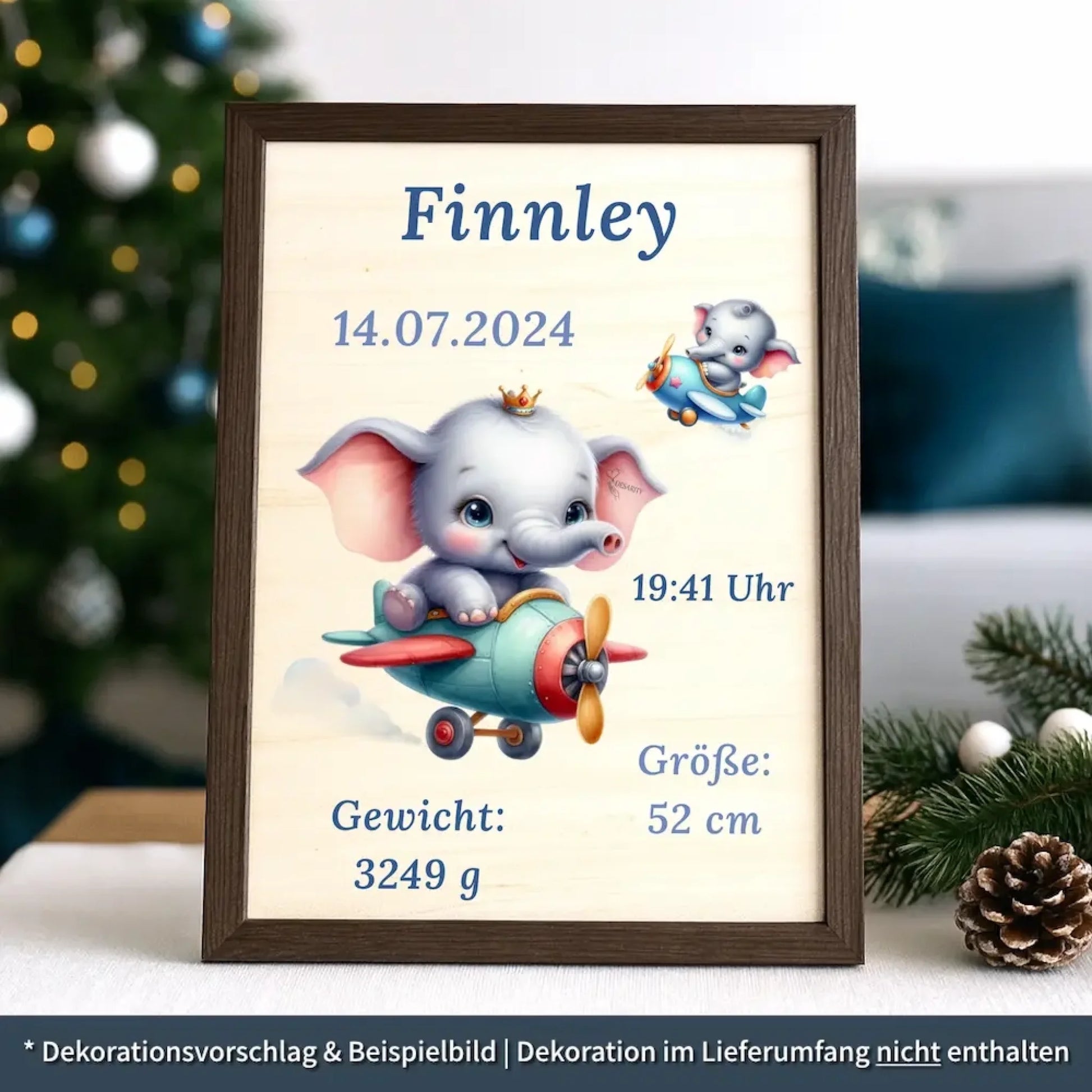 personalisierte Geburtstafel Holz - personalisiertes Weihnachtsgeschenk für Babys