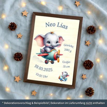 personalisierte Geburtstafel Holz - personalisiertes Weihnachtsgeschenk für Babys