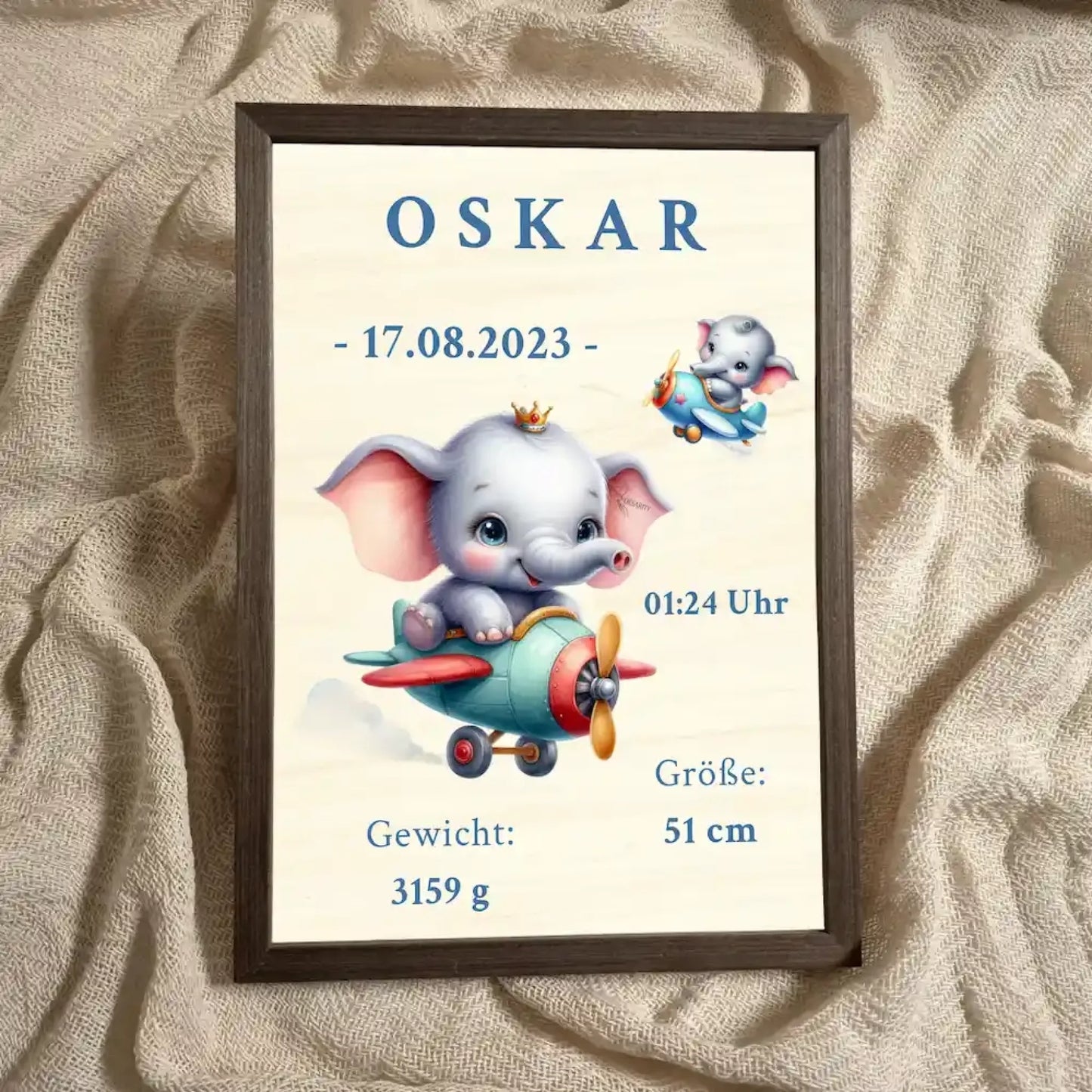 personalisierte Geburtstafel Holz