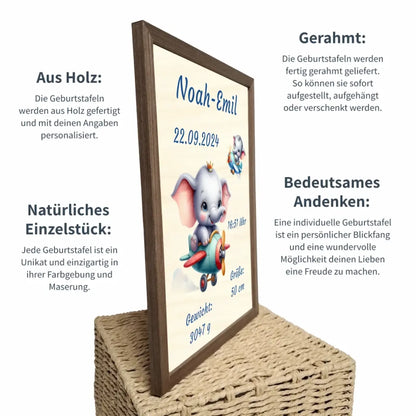 personalisierte Geburtstafel Holz