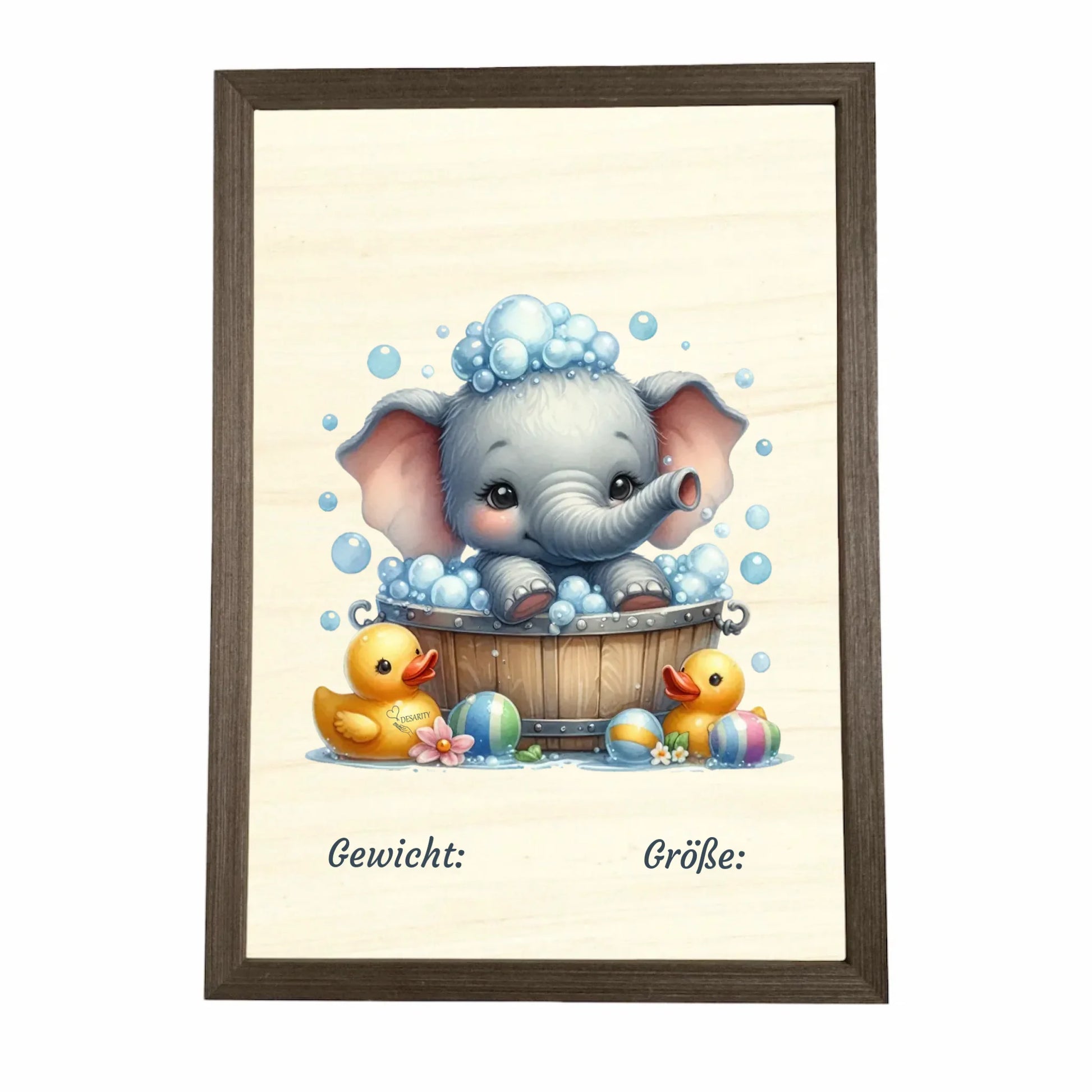 Geburtstafel aus Holz gerahmt