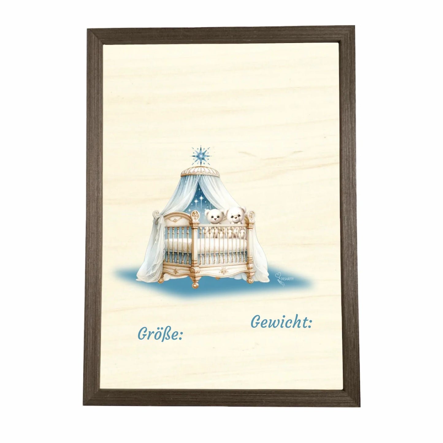 Geburtstafel aus Holz gerahmt