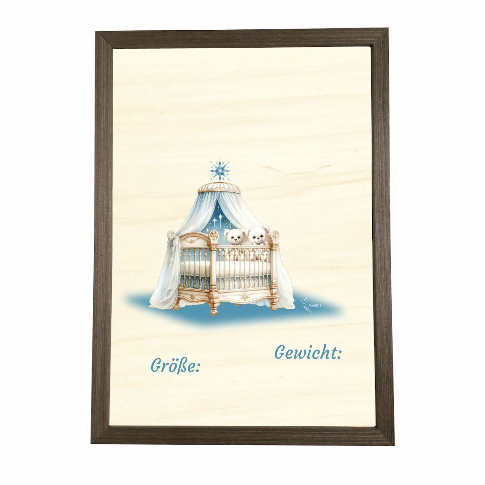 Geburtstafel aus Holz gerahmt