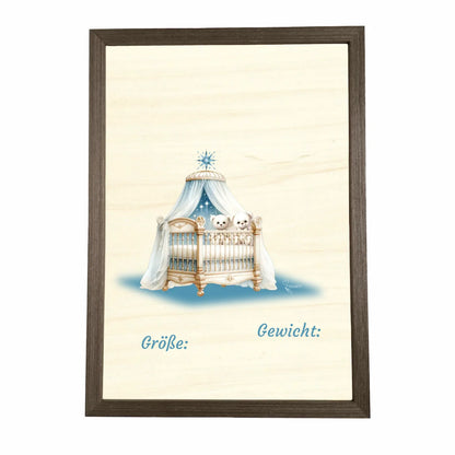 Geburtstafel aus Holz gerahmt