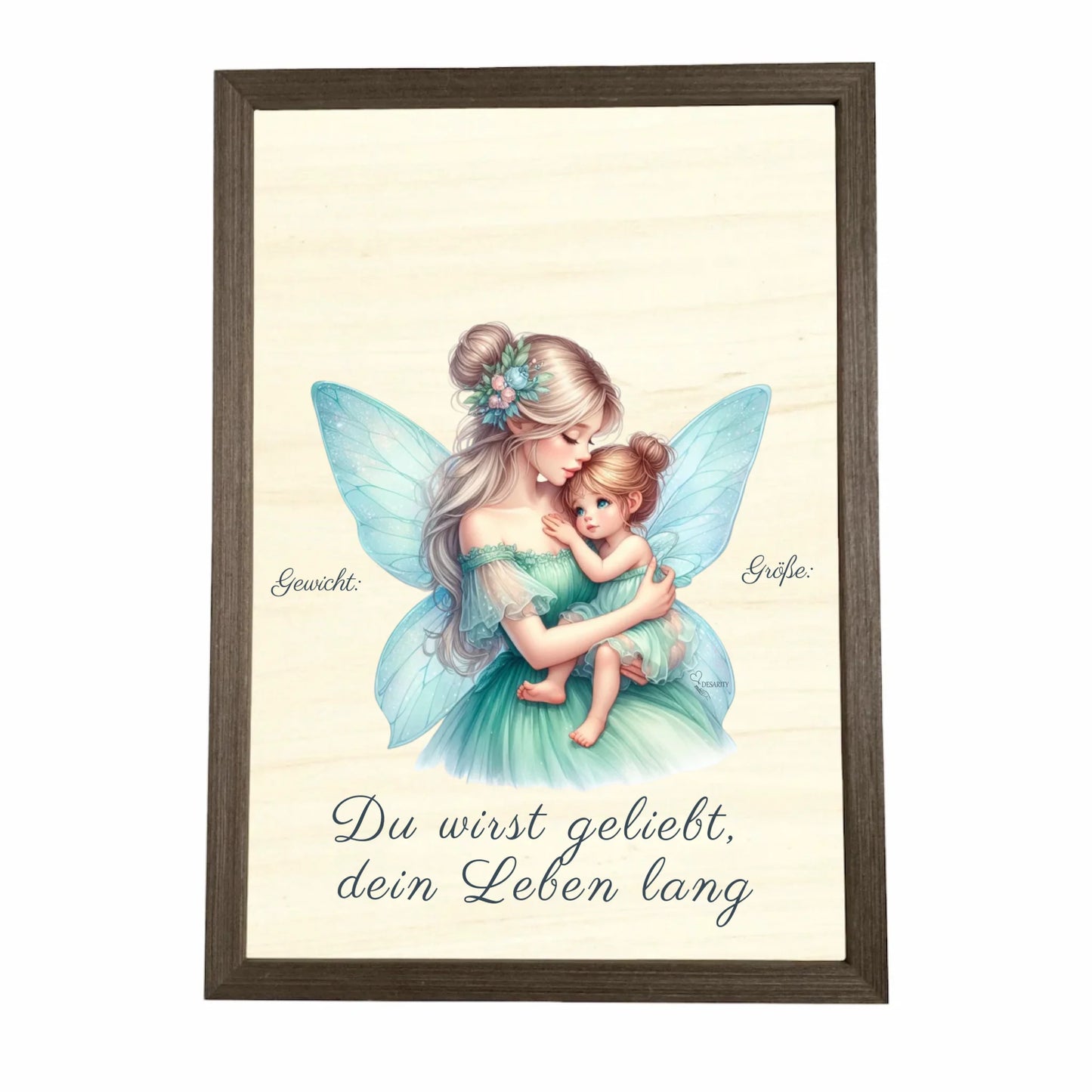 Geburtstafel aus Holz gerahmt