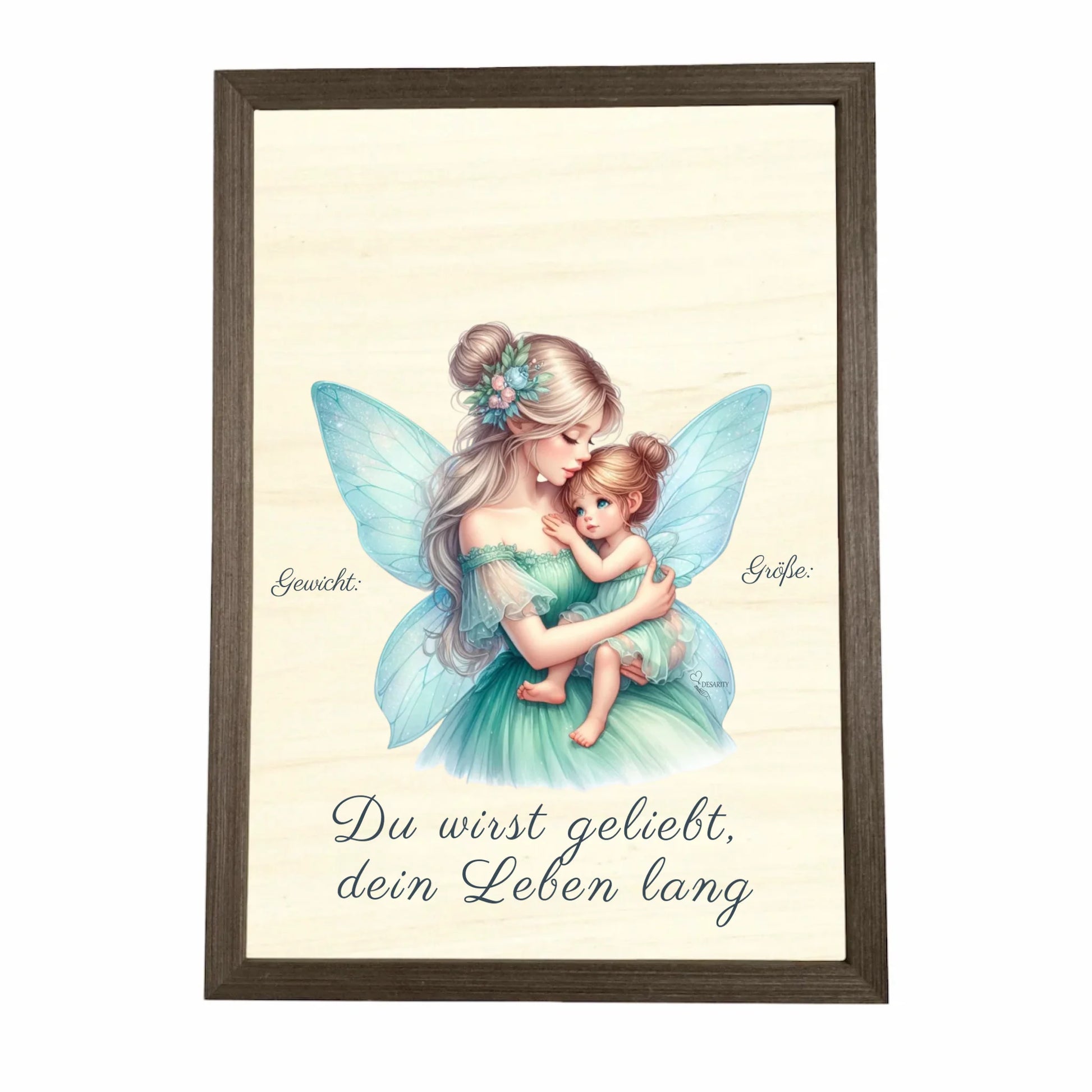 Geburtstafel aus Holz gerahmt