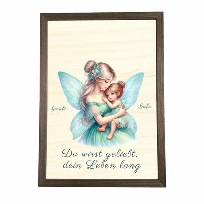 Geburtstafel aus Holz gerahmt