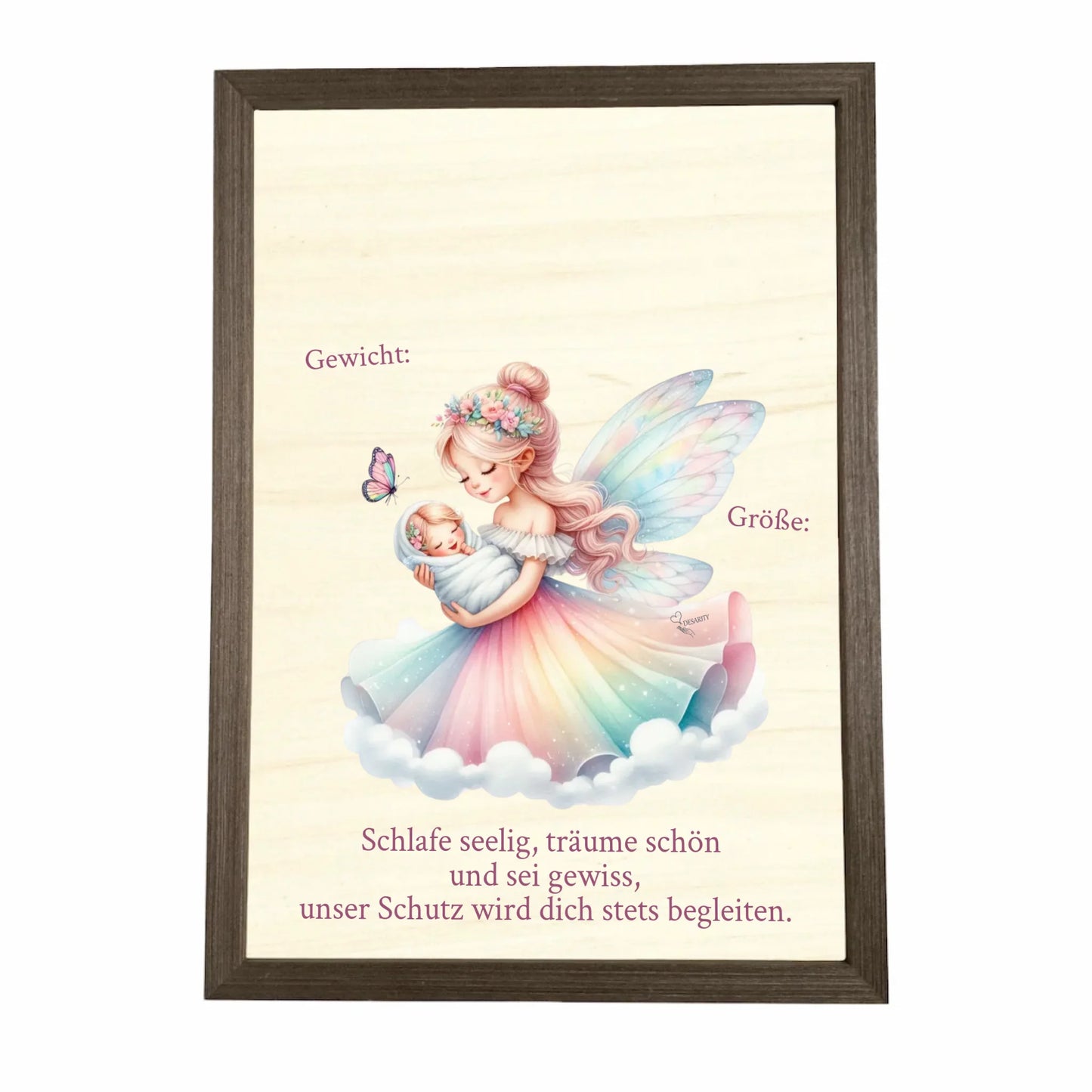 Geburtstafel aus Holz gerahmt