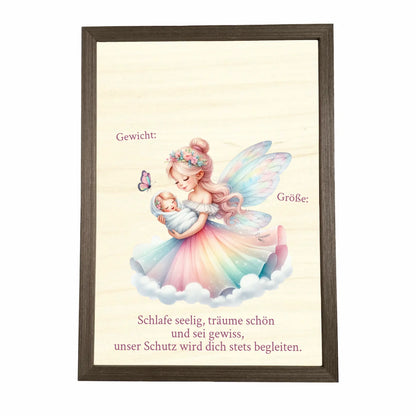 Geburtstafel aus Holz gerahmt