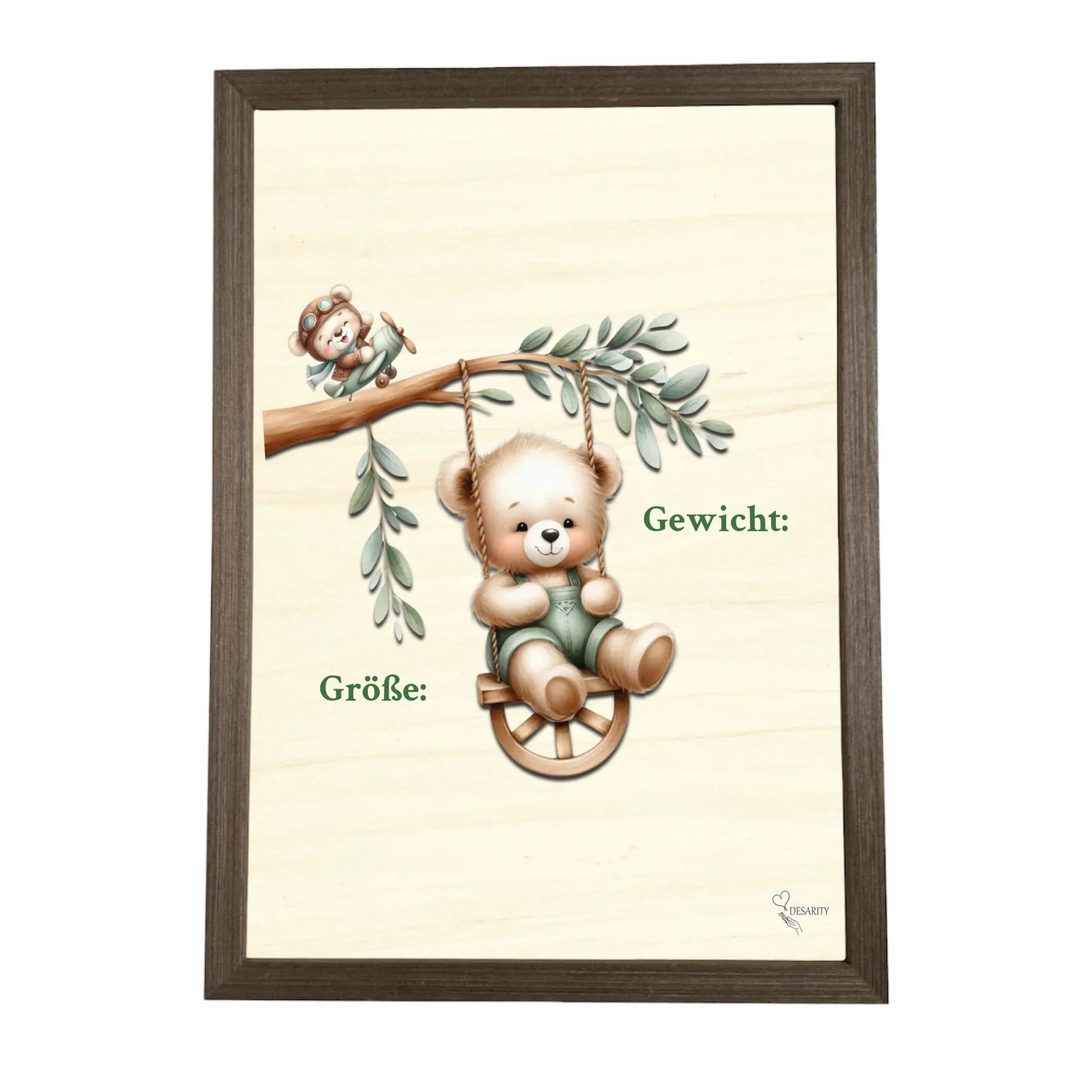 Geburtstafel aus Holz gerahmt