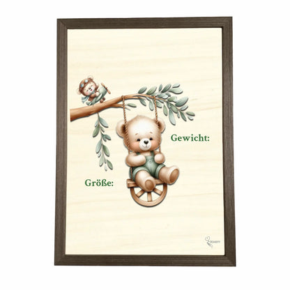 Geburtstafel aus Holz gerahmt