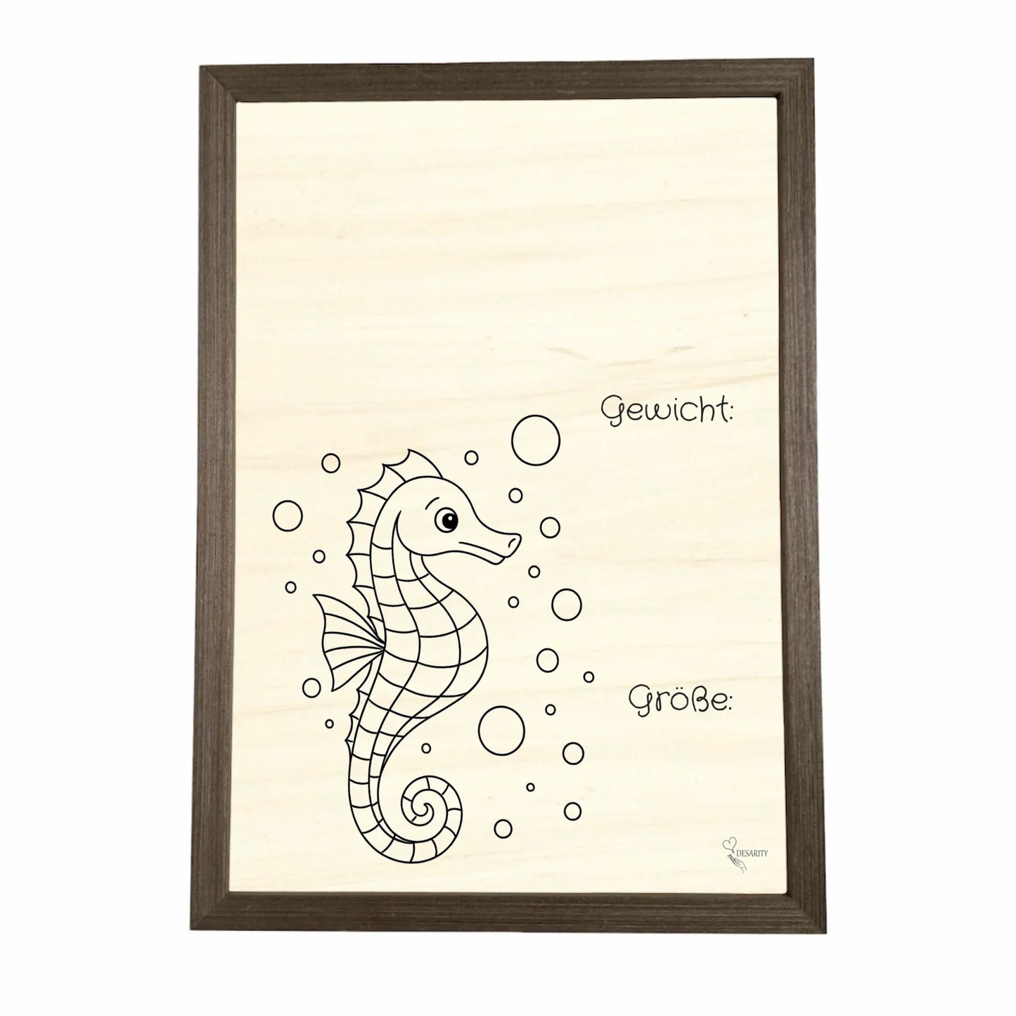 Geburtstafel aus Holz gerahmt