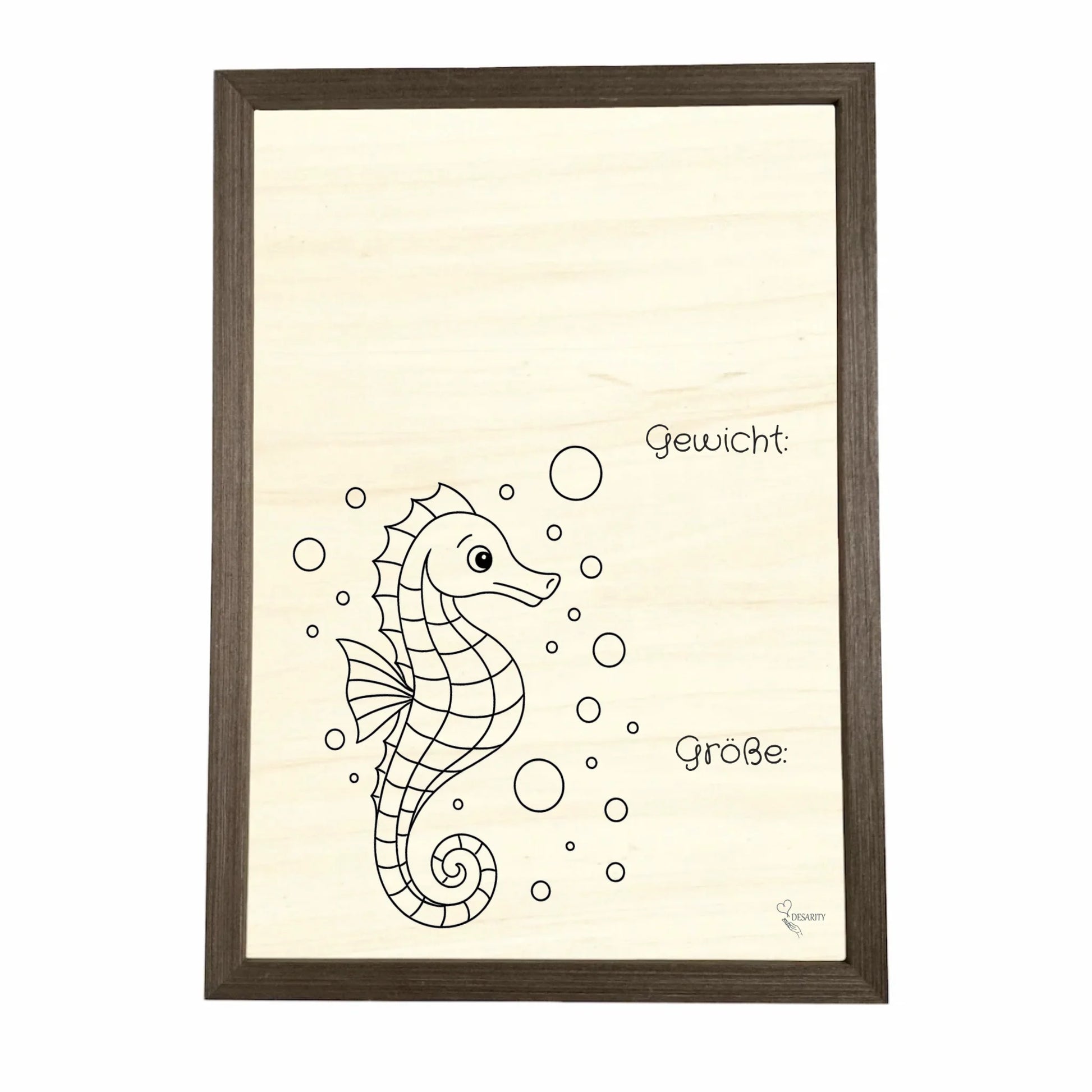 Geburtstafel aus Holz gerahmt