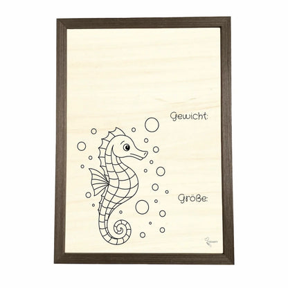 Geburtstafel aus Holz gerahmt