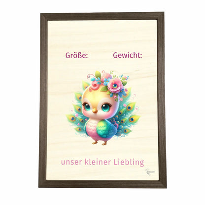 Geburtstafel aus Holz gerahmt
