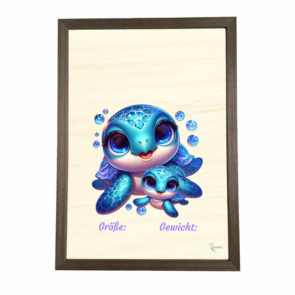 Geburtstafel aus Holz gerahmt