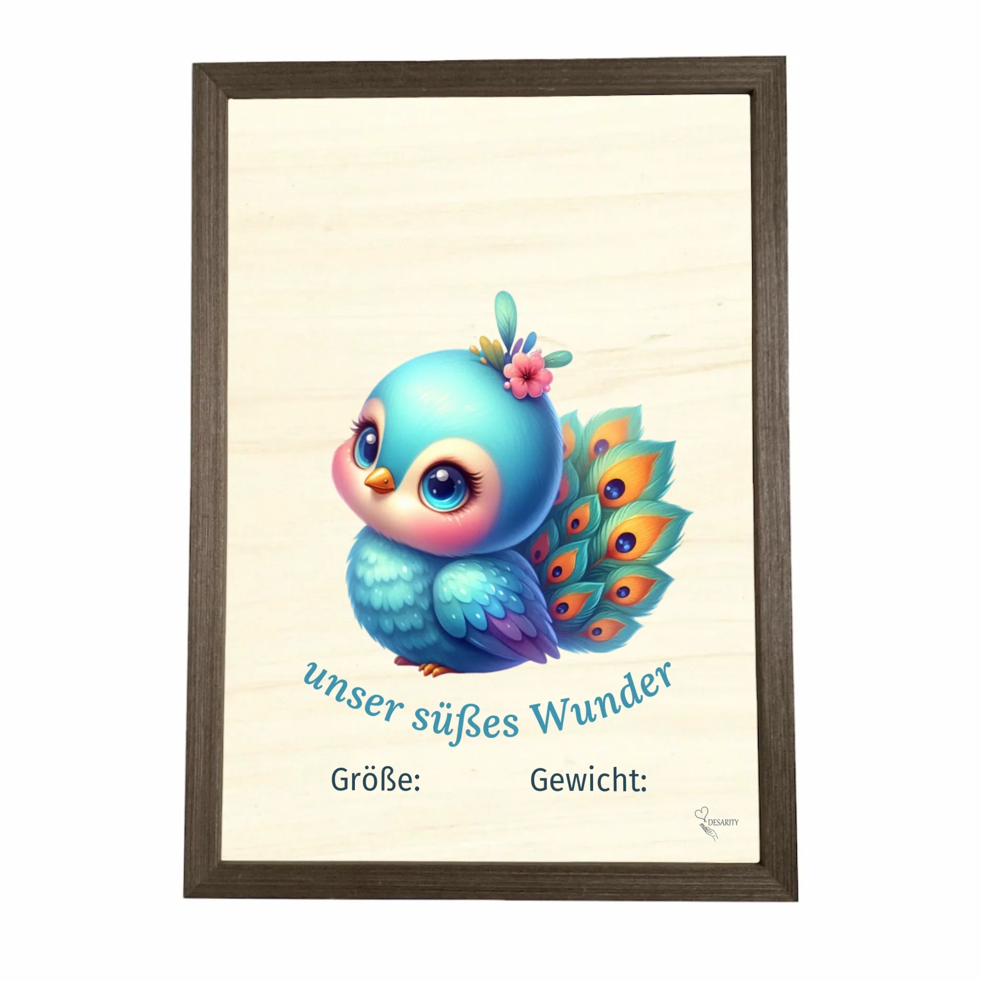 Geburtstafel aus Holz gerahmt