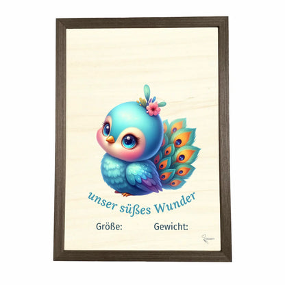 Geburtstafel aus Holz gerahmt