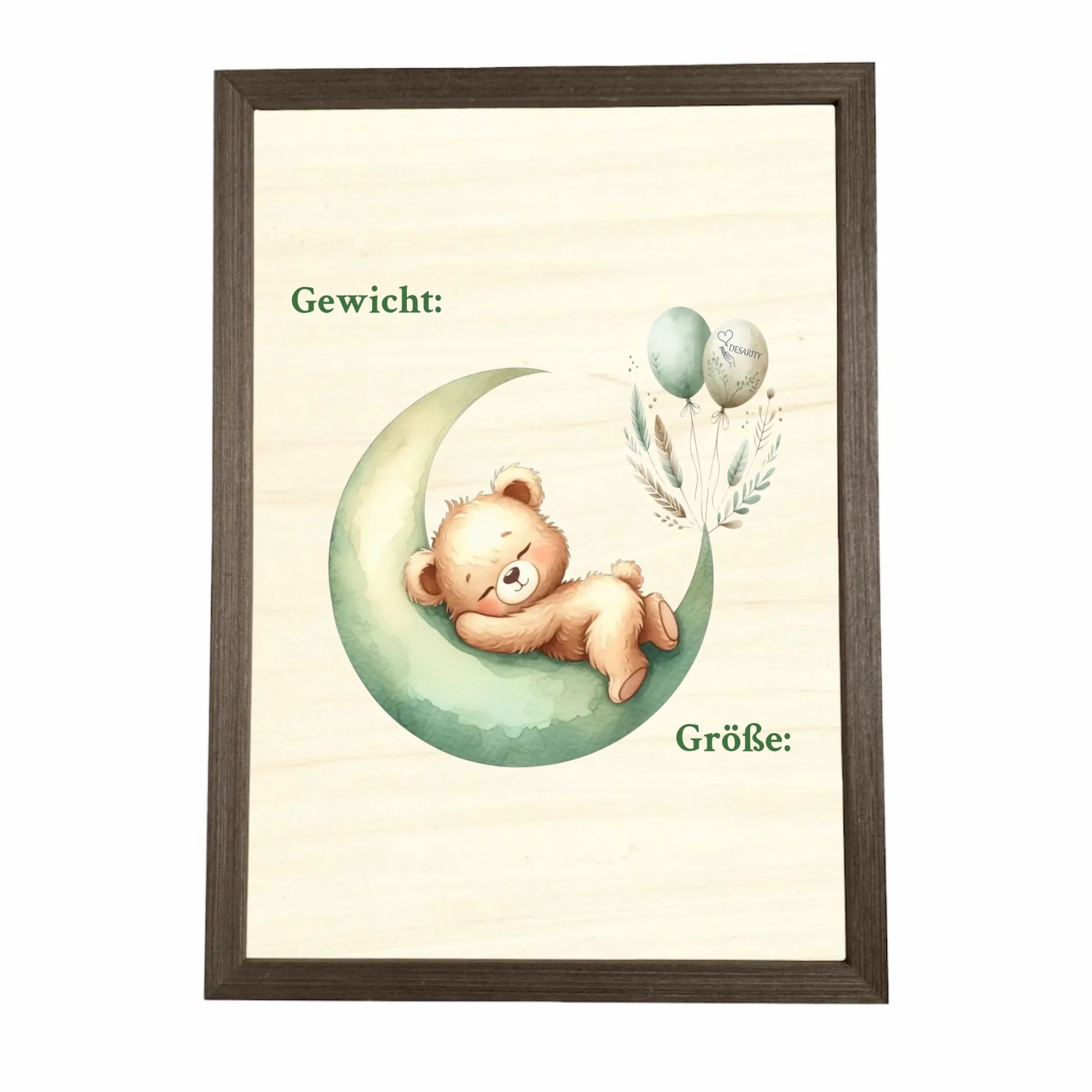 Geburtstafel aus Holz gerahmt