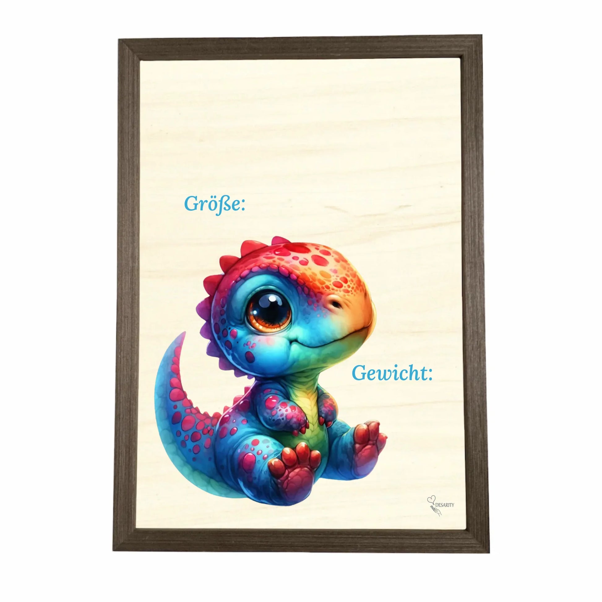 Geburtstafel aus Holz gerahmt