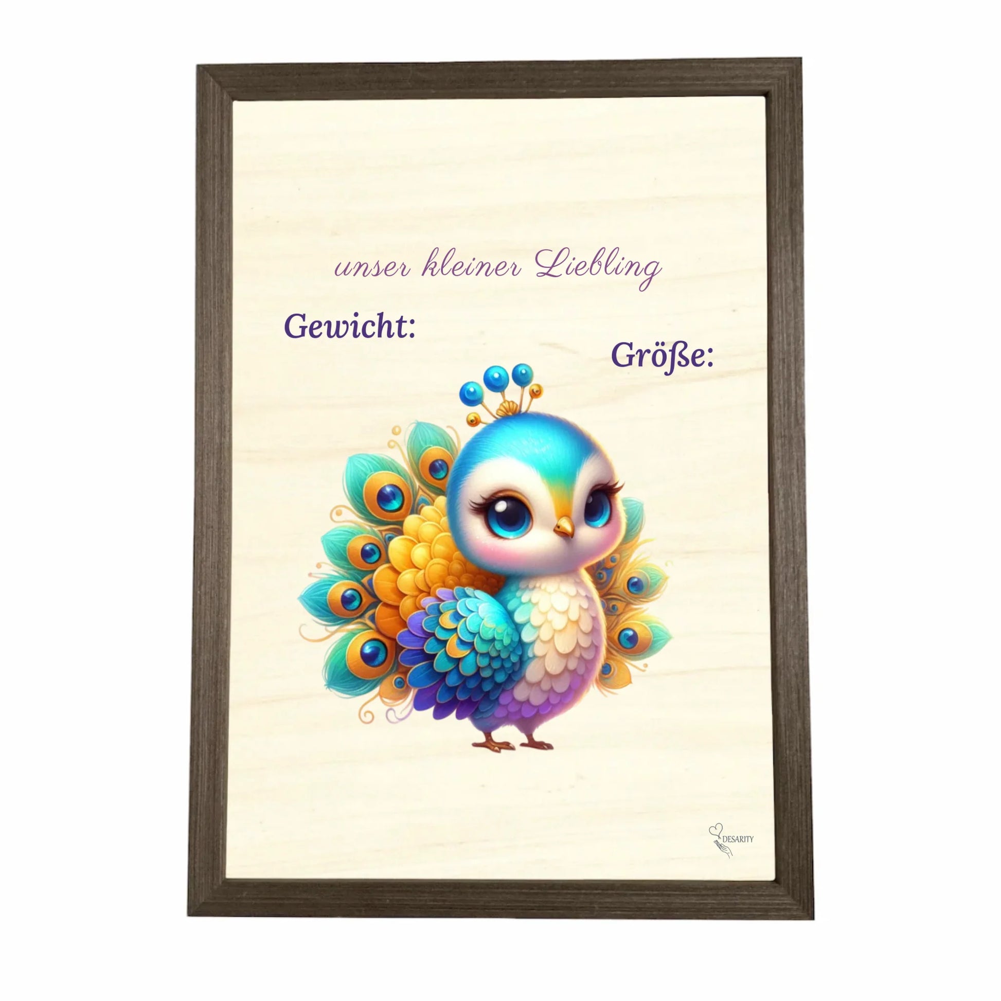 Geburtstafel aus Holz gerahmt