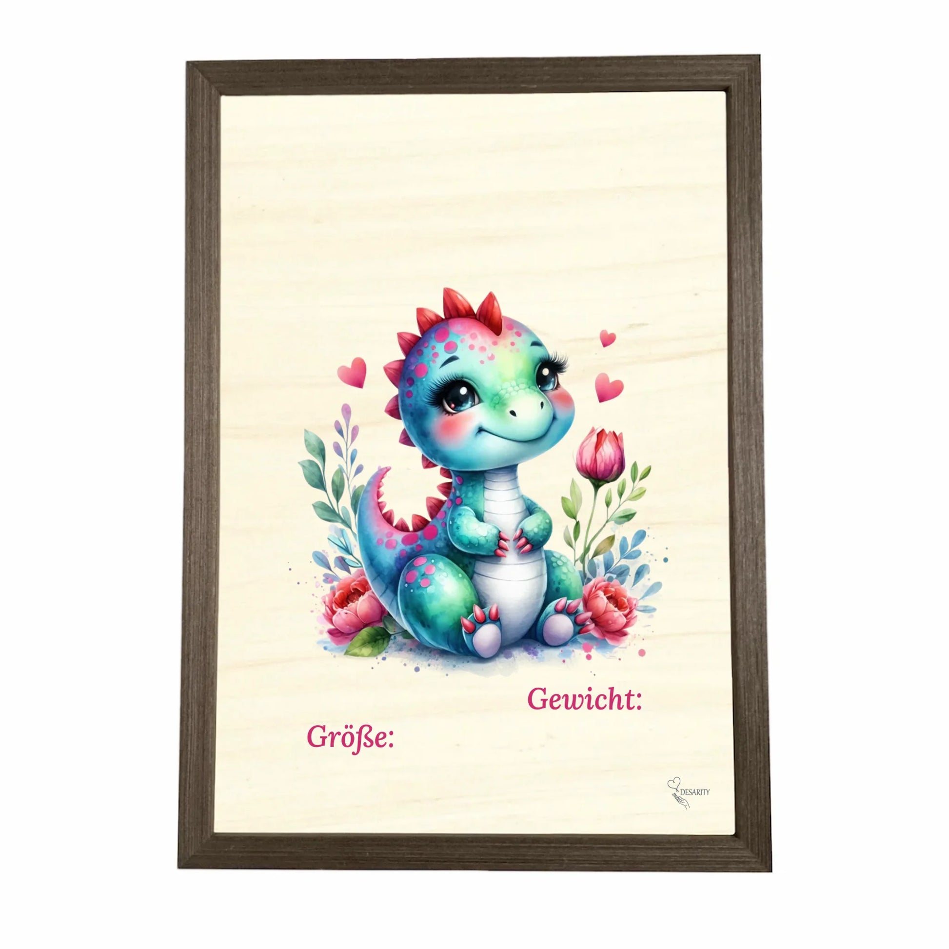 Geburtstafel aus Holz gerahmt