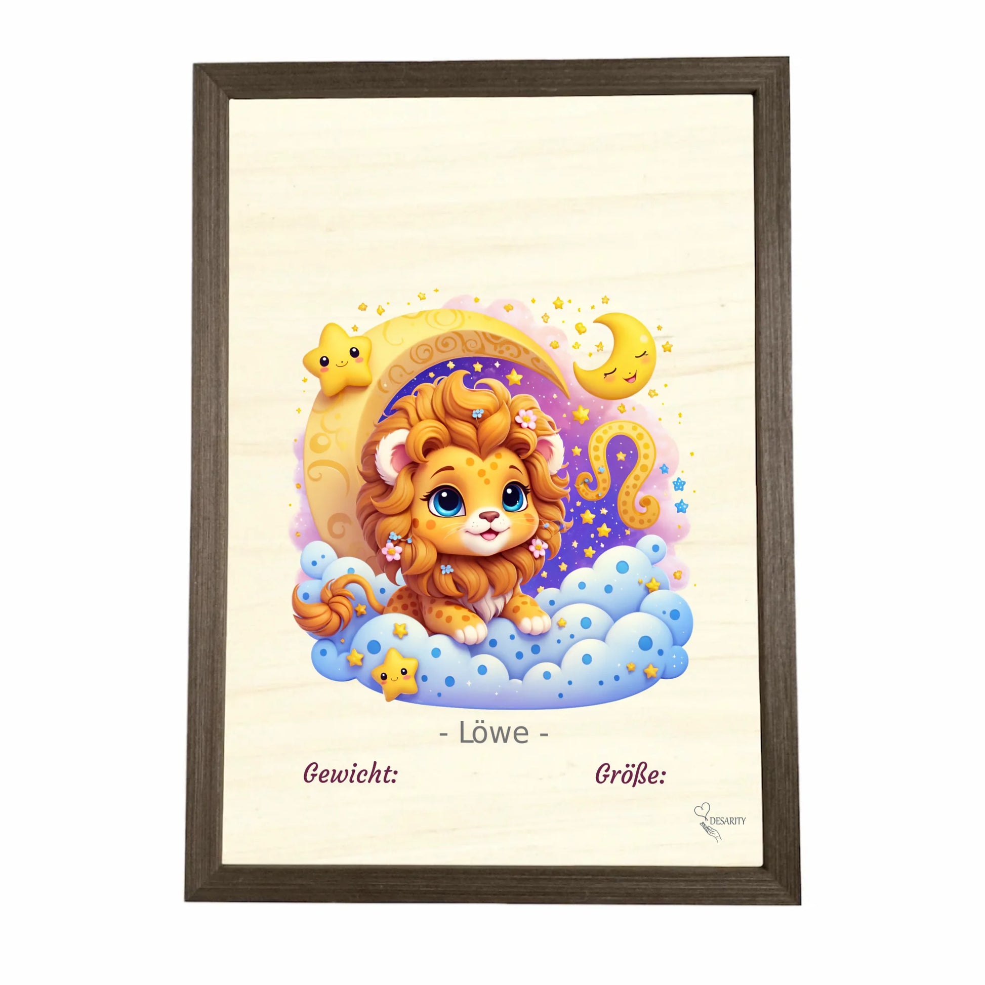 Geburtstafel aus Holz gerahmt