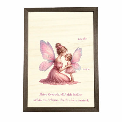 Geburtstafel aus Holz gerahmt