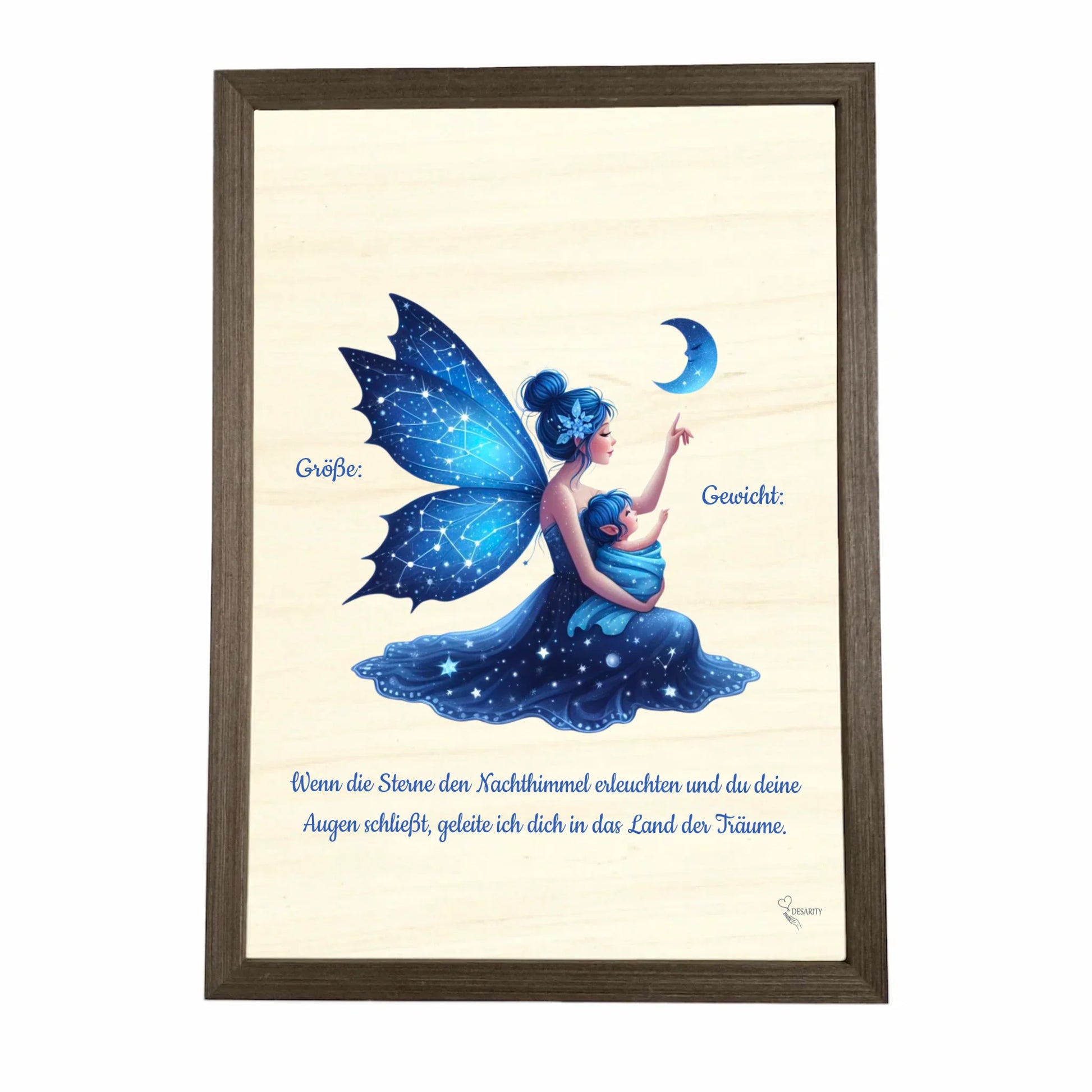 Geburtstafel aus Holz gerahmt