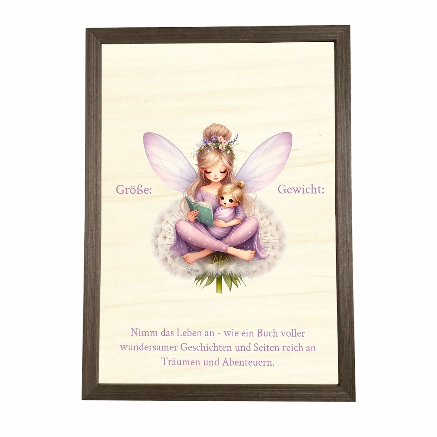 Geburtstafel aus Holz gerahmt