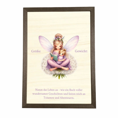 Geburtstafel aus Holz gerahmt