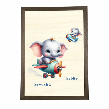 Geburtstafel aus Holz gerahmt