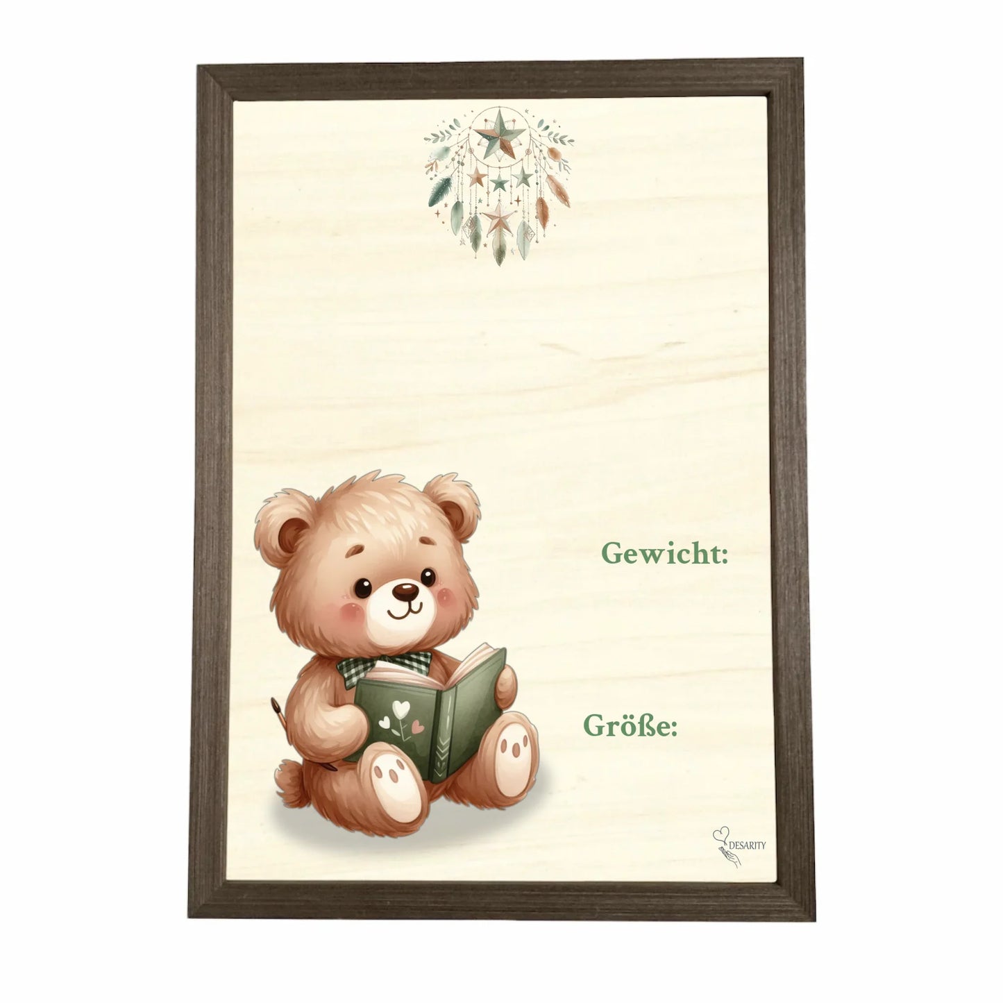 Geburtstafel aus Holz gerahmt