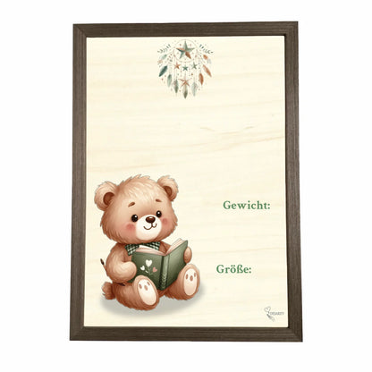 Geburtstafel aus Holz gerahmt