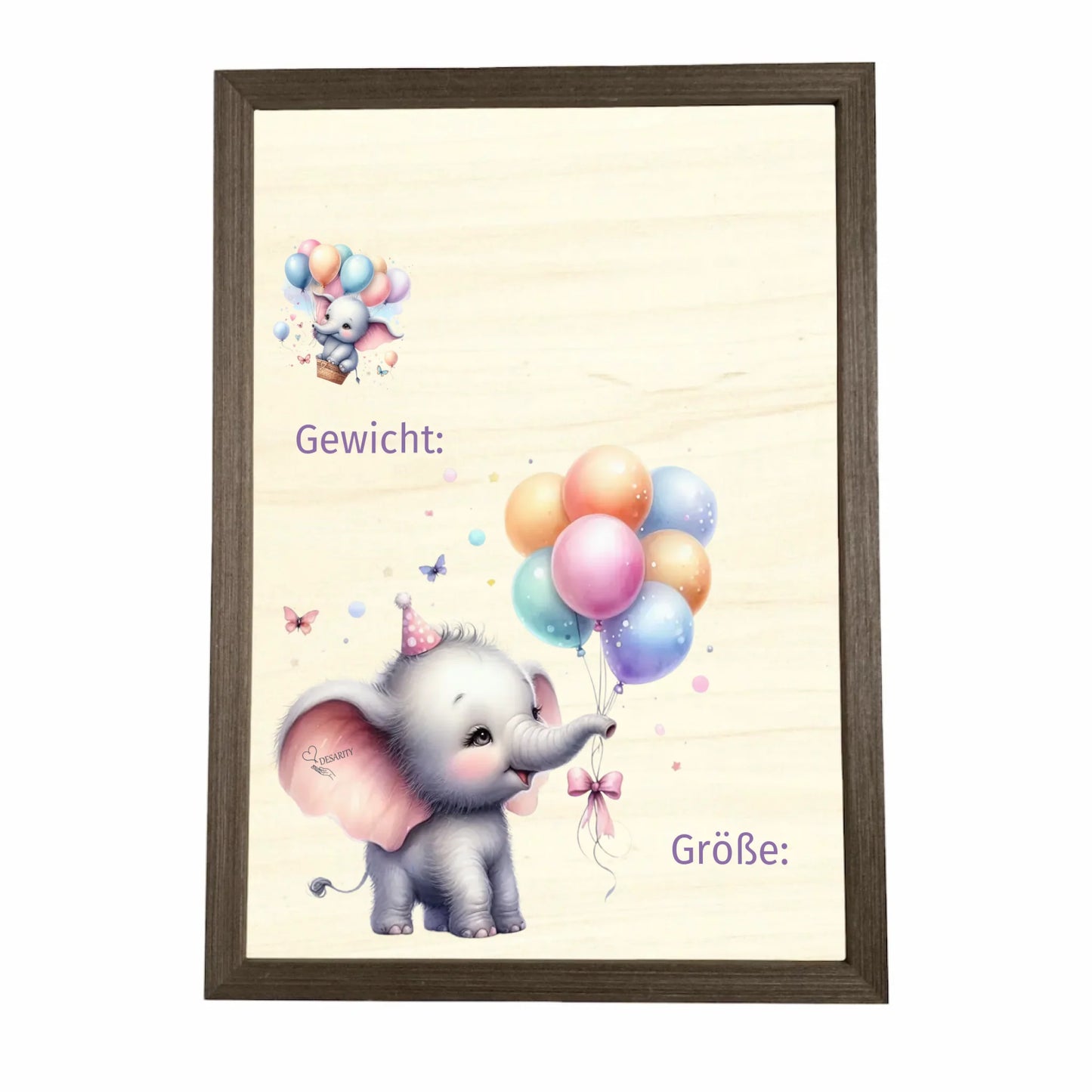 Geburtstafel aus Holz gerahmt