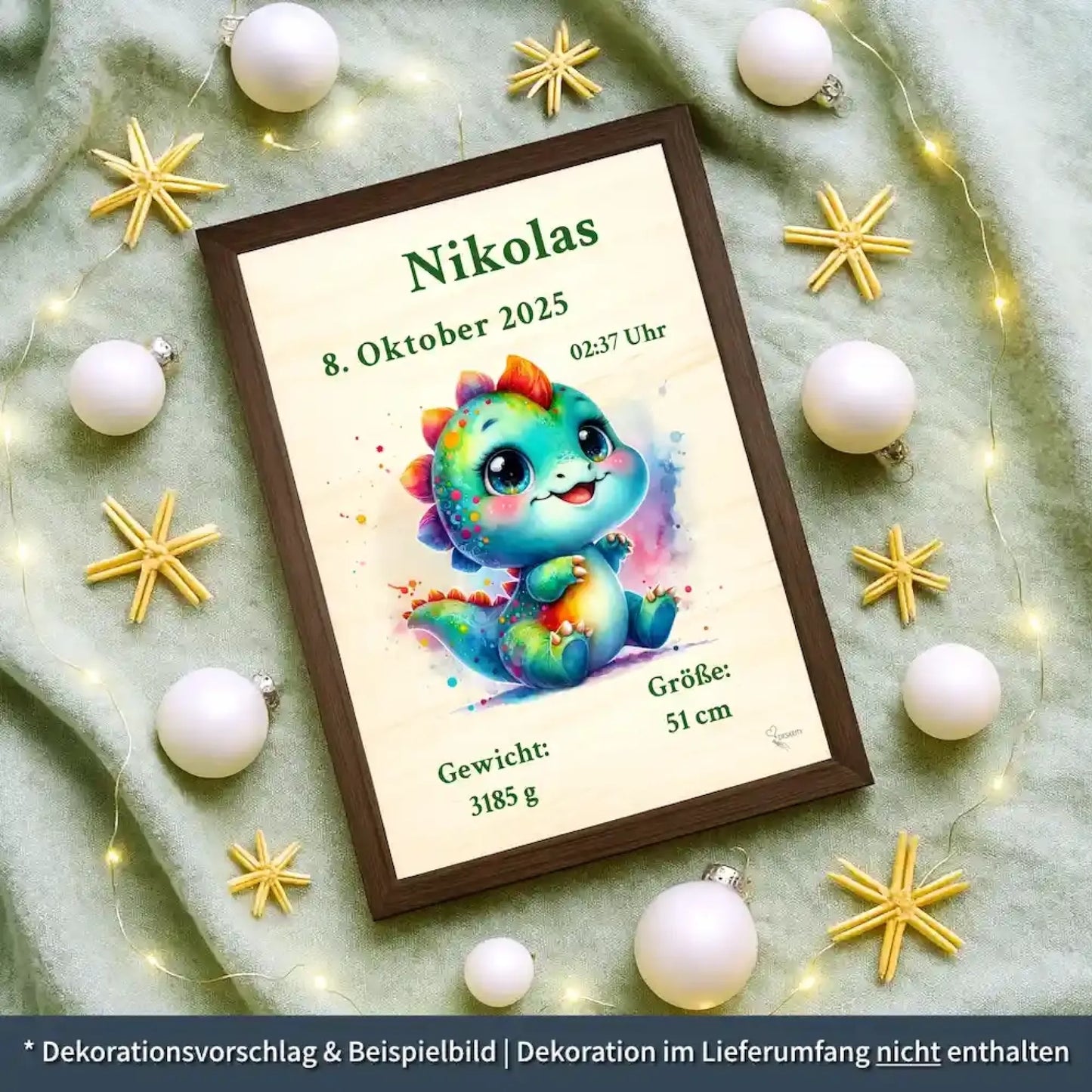 personalisierte Geburtstafel Holz - personalisiertes Weihnachtsgeschenk für Babys