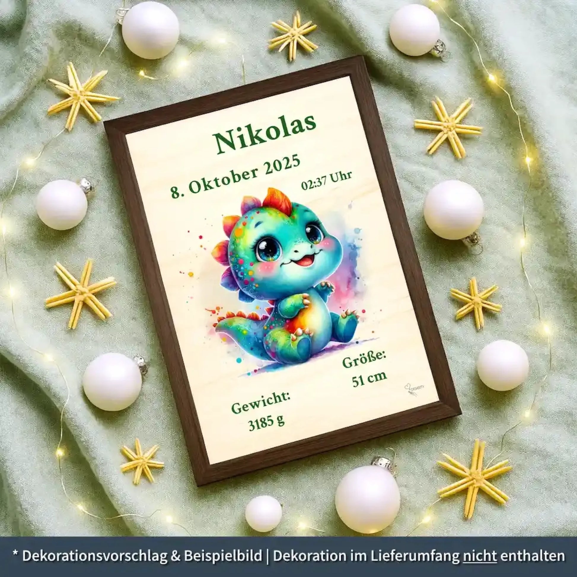 personalisierte Geburtstafel Holz - personalisiertes Weihnachtsgeschenk für Babys