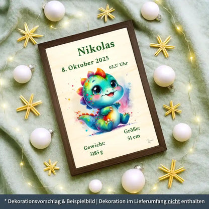 personalisierte Geburtstafel Holz - personalisiertes Weihnachtsgeschenk für Babys