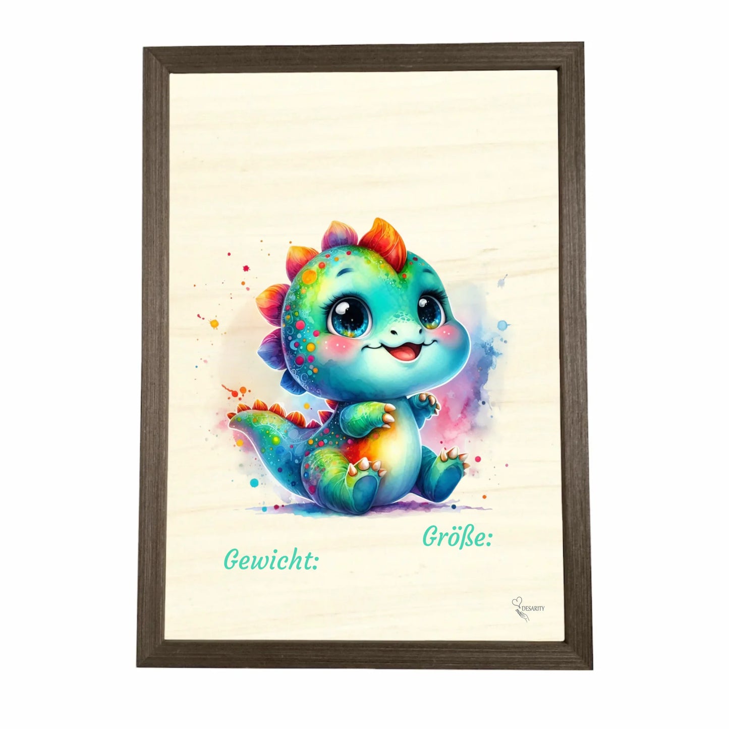 Geburtstafel aus Holz gerahmt