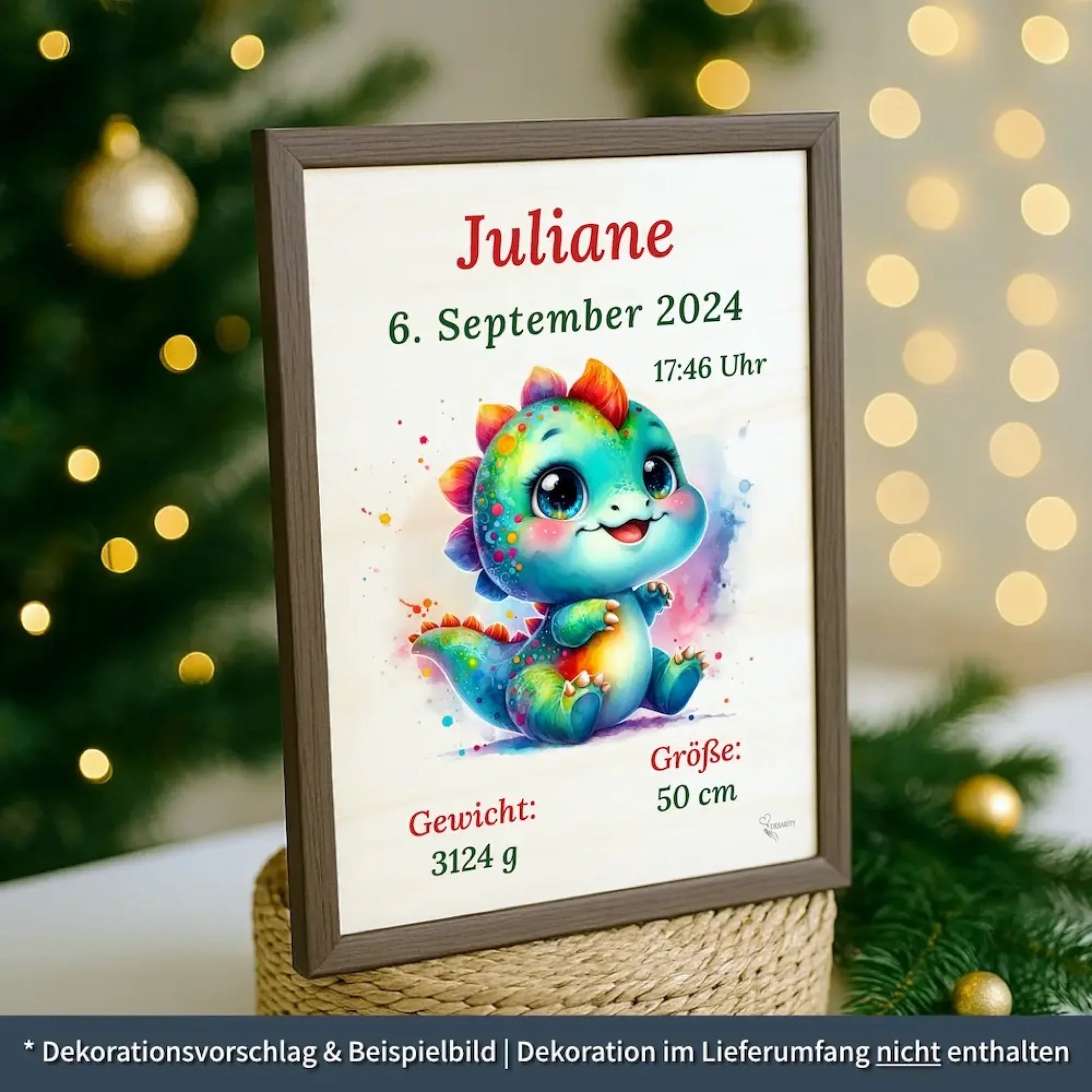 personalisierte Geburtstafel Holz - personalisiertes Weihnachtsgeschenk für Babys