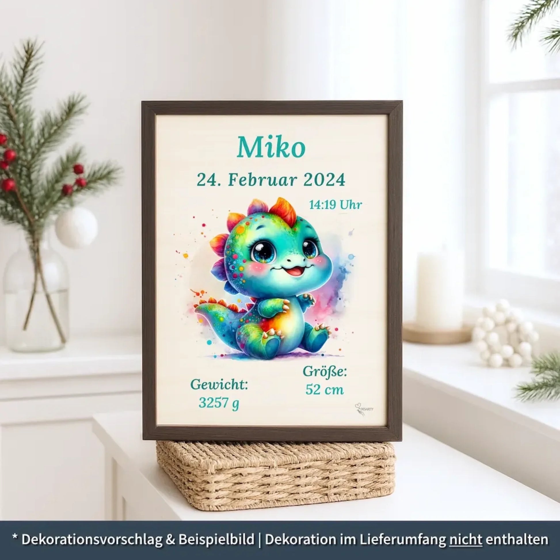 personalisierte Geburtstafel Holz - personalisiertes Weihnachtsgeschenk für Babys