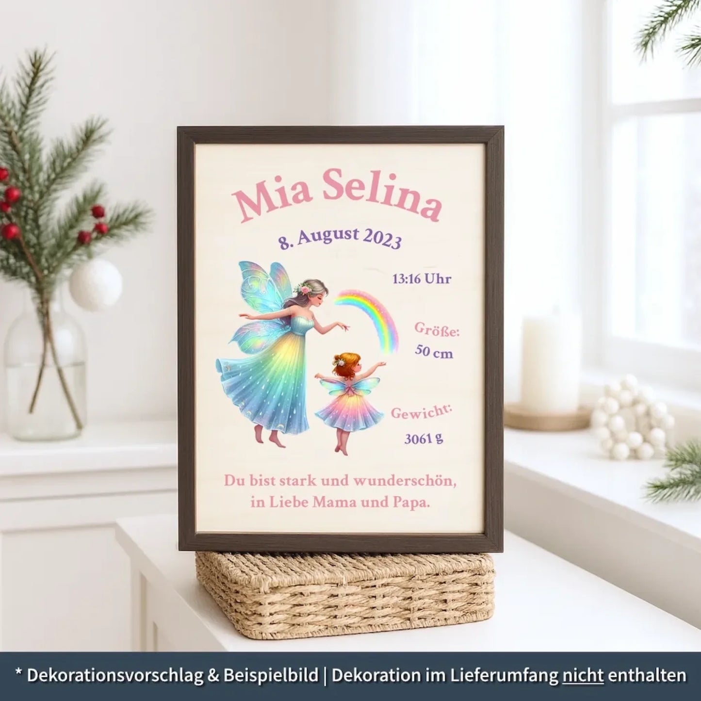personalisierte Geburtstafel Holz - personalisiertes Weihnachtsgeschenk für Babys