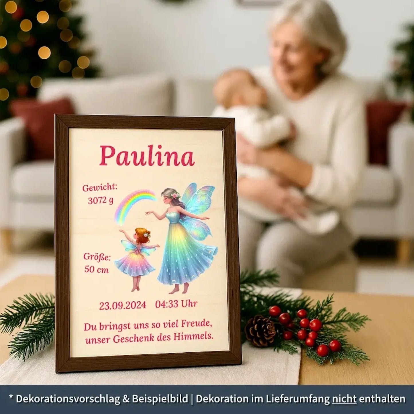 personalisierte Geburtstafel Holz - personalisiertes Weihnachtsgeschenk für Babys