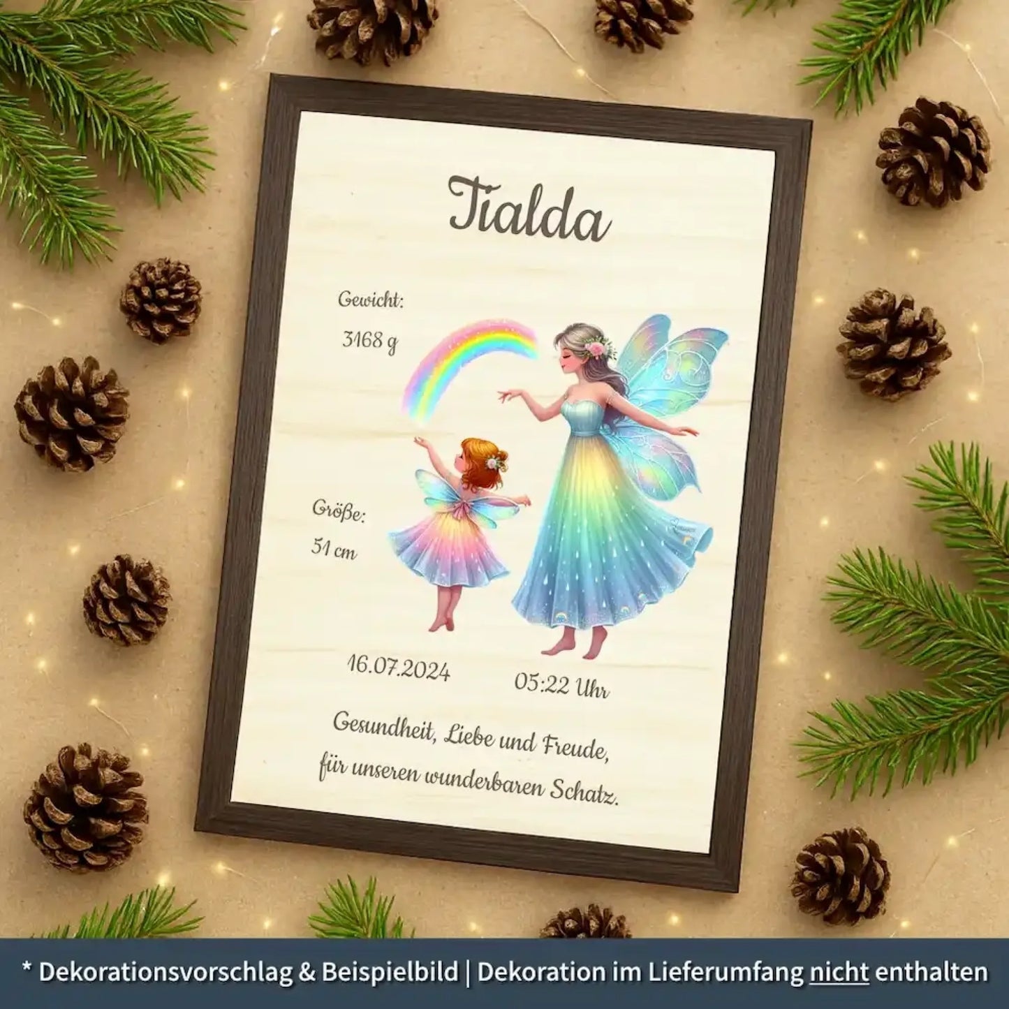 personalisierte Geburtstafel Holz - personalisiertes Weihnachtsgeschenk für Babys